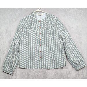 Royal Monk Women’s Top Size 2XL  Green Button Up Blouse Mature Office Casual